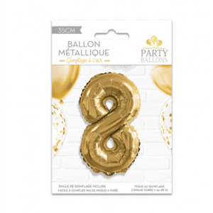 Ballon métallisé - or - chiffre 8